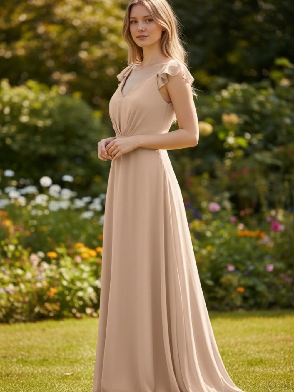Birdy Grey Bridesmaid Dress Medium Blush Pink Long Formal Wedding Guest